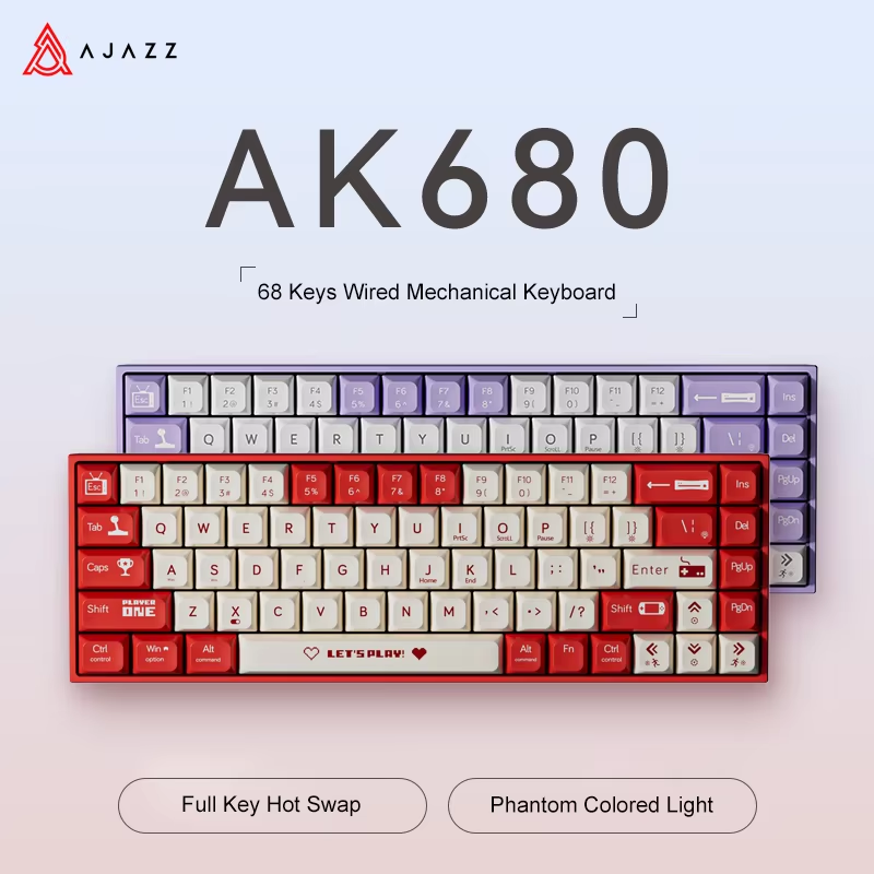 Gaming Keyboard Thocky - AJAZZ AK680 65% Wired Gaming Mechanical