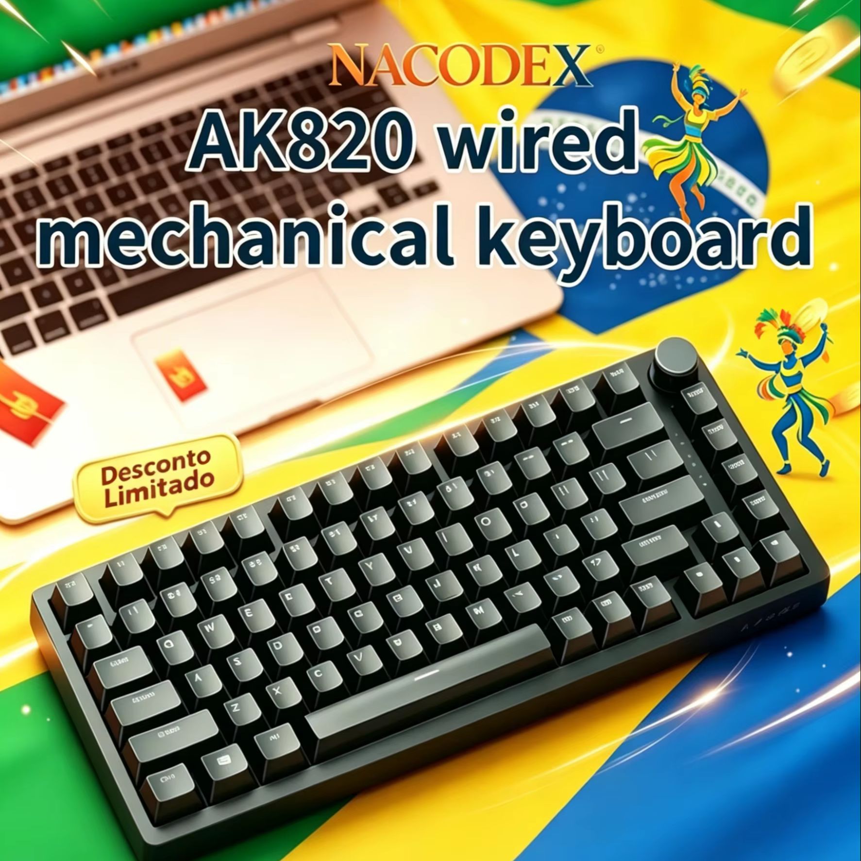 AJAZZ AK820 Wired With Rotary  - огляд і ціна Gaming Keyboard Thocky